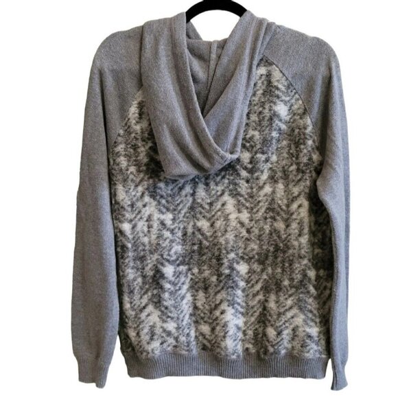 Calvin Klein Hooded Sweater Raglan Sleeve Comfort Casual Gray & White Sz Lg - Picture 4 of 8